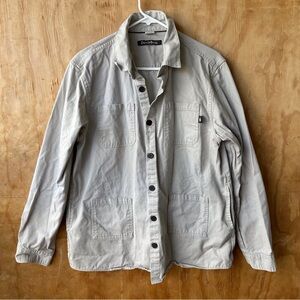 Dutch Bros Tan Shacket Thick Button Down Long Sleeve Canvas Shirt Tan